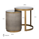 Bloomingville Set of 2 Gold End Tables with Leather Top by Richmond Interiors