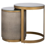 Bloomingville Set of 2 Gold End Tables with Leather Top by Richmond Interiors