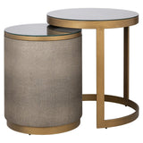 Bloomingville Set of 2 Gold End Tables with Leather Top by Richmond Interiors