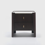 Kelly 2 Drawer Espresso Oak Bedside Chest Ceramic Marble by Eccotrading Design London