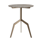 Razor Travertine Top Circular Occasional Table Brushed Bronze Base D50cm