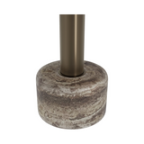 Cooper Brushed Bronze Dining Table Travertine Top