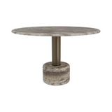Cooper Brushed Bronze Dining Table Travertine Top