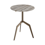 Razor Travertine Top Circular Occasional Table Brushed Bronze Base D50cm