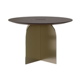 Ray Brushed Bronze Steel Coffee Table Dark Brown Oak Wood Top - V2