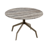 Razor Travertine Top Circular Coffee Table Brushed Bronze Base D70cm