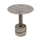 Cooper Brushed Bronze Side Table Travertine Top
