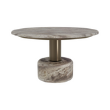 Cooper Brushed Bronze Coffee Table Travertine Top
