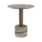 Cooper Brushed Bronze Side Table Travertine Top