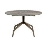 Razor Travertine Top Circular Coffee Table Brushed Bronze Base D70cm