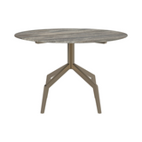 Razor Travertine Top Circular Dining Table Brushed Bronze Base Ø120