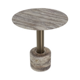 Cooper Brushed Bronze Dining Table Travertine Top