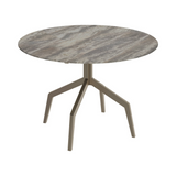 Razor Travertine Top Circular Dining Table Brushed Bronze Base Ø120
