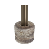 Cooper Brushed Bronze Dining Table Travertine Top