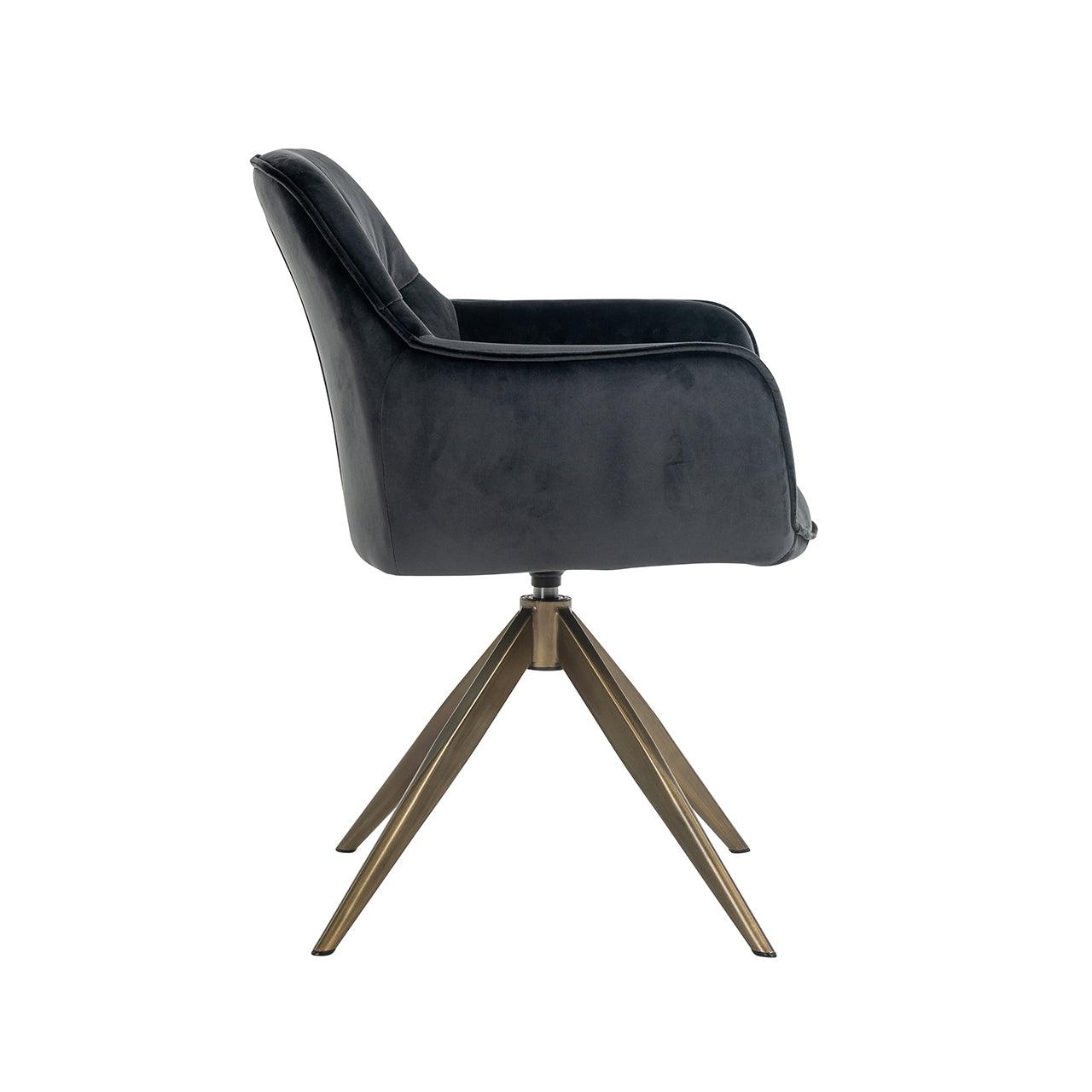 Aline Velvet Swivel Chair with Gold Iron Legs by Richmond Interiors - Maison Rêves UK