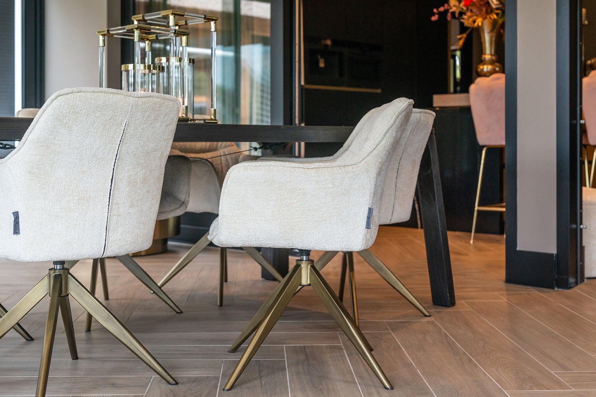 Aline Velvet Swivel Chair with Gold Iron Legs by Richmond Interiors - Maison Rêves UK