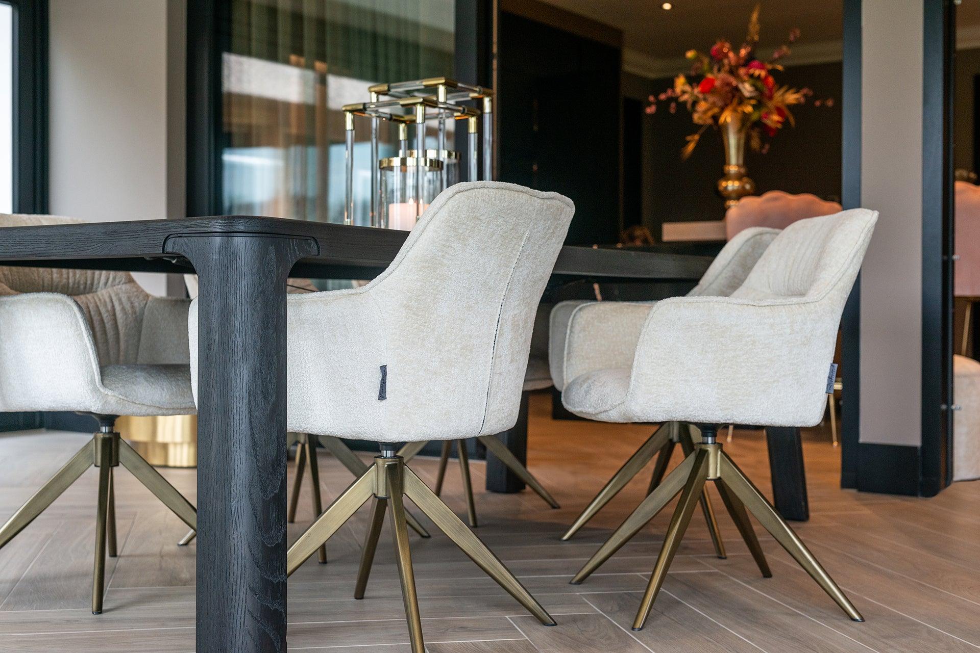Aline Velvet Swivel Chair with Gold Iron Legs by Richmond Interiors - Maison Rêves UK