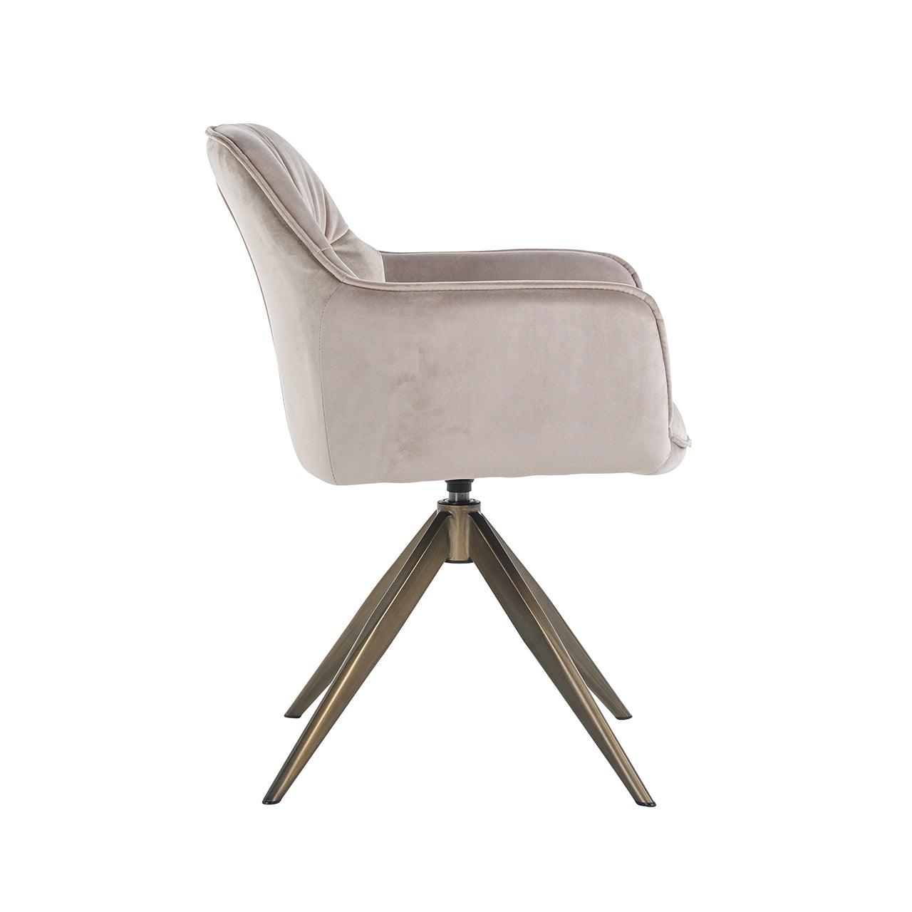 Aline Velvet Swivel Chair with Gold Iron Legs by Richmond Interiors - Maison Rêves UK