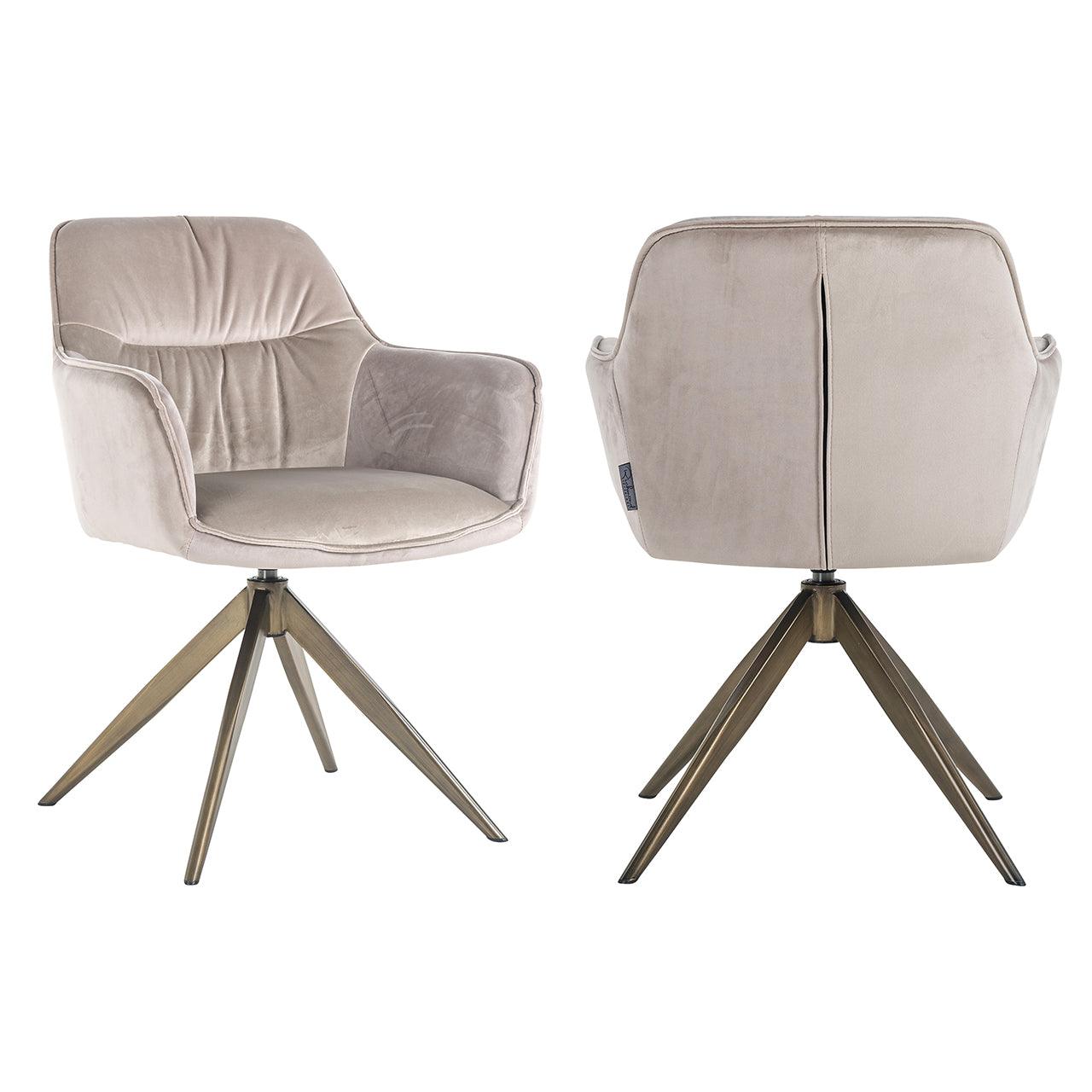Aline Velvet Swivel Chair with Gold Iron Legs by Richmond Interiors - Maison Rêves UK