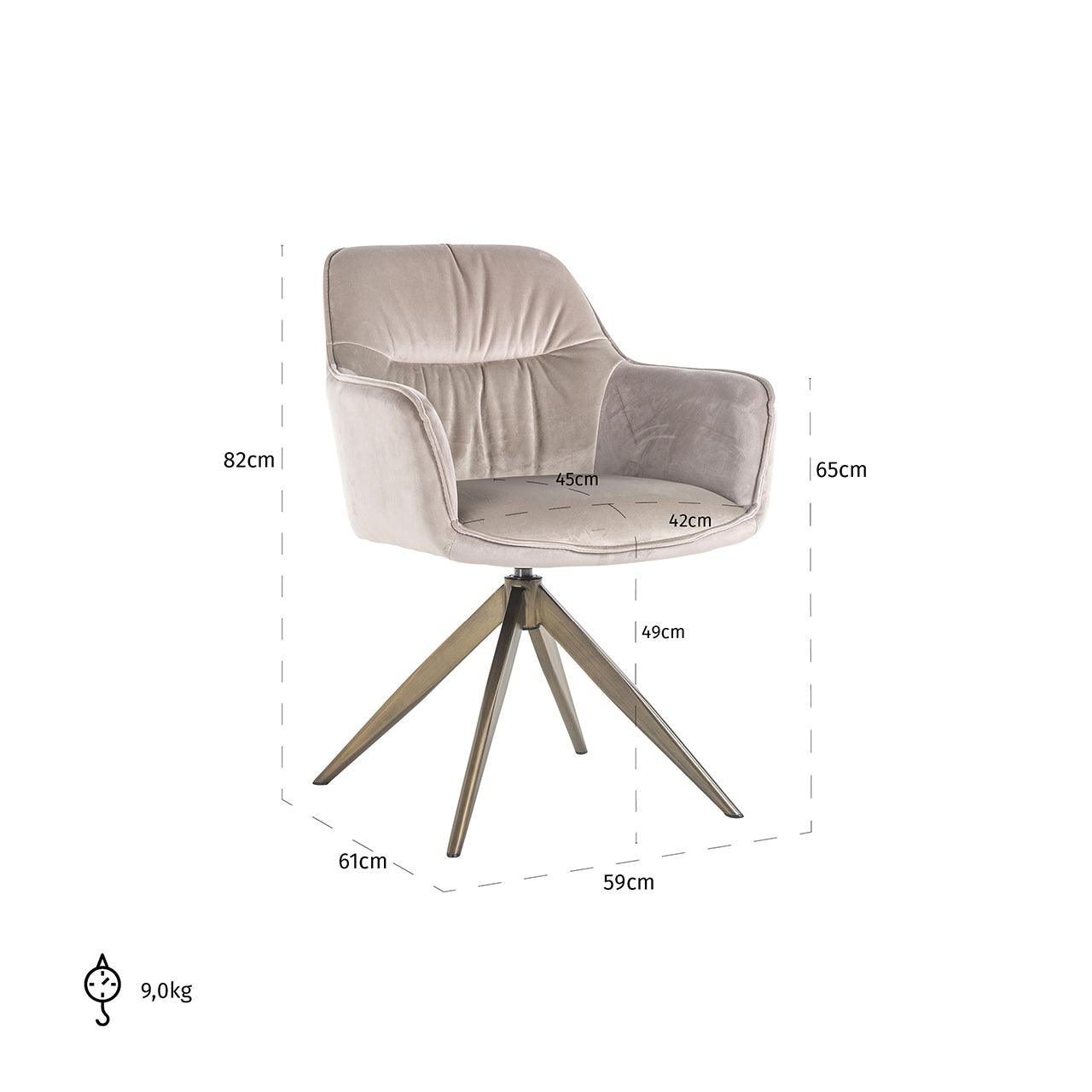 Aline Velvet Swivel Chair with Gold Iron Legs by Richmond Interiors - Maison Rêves UK