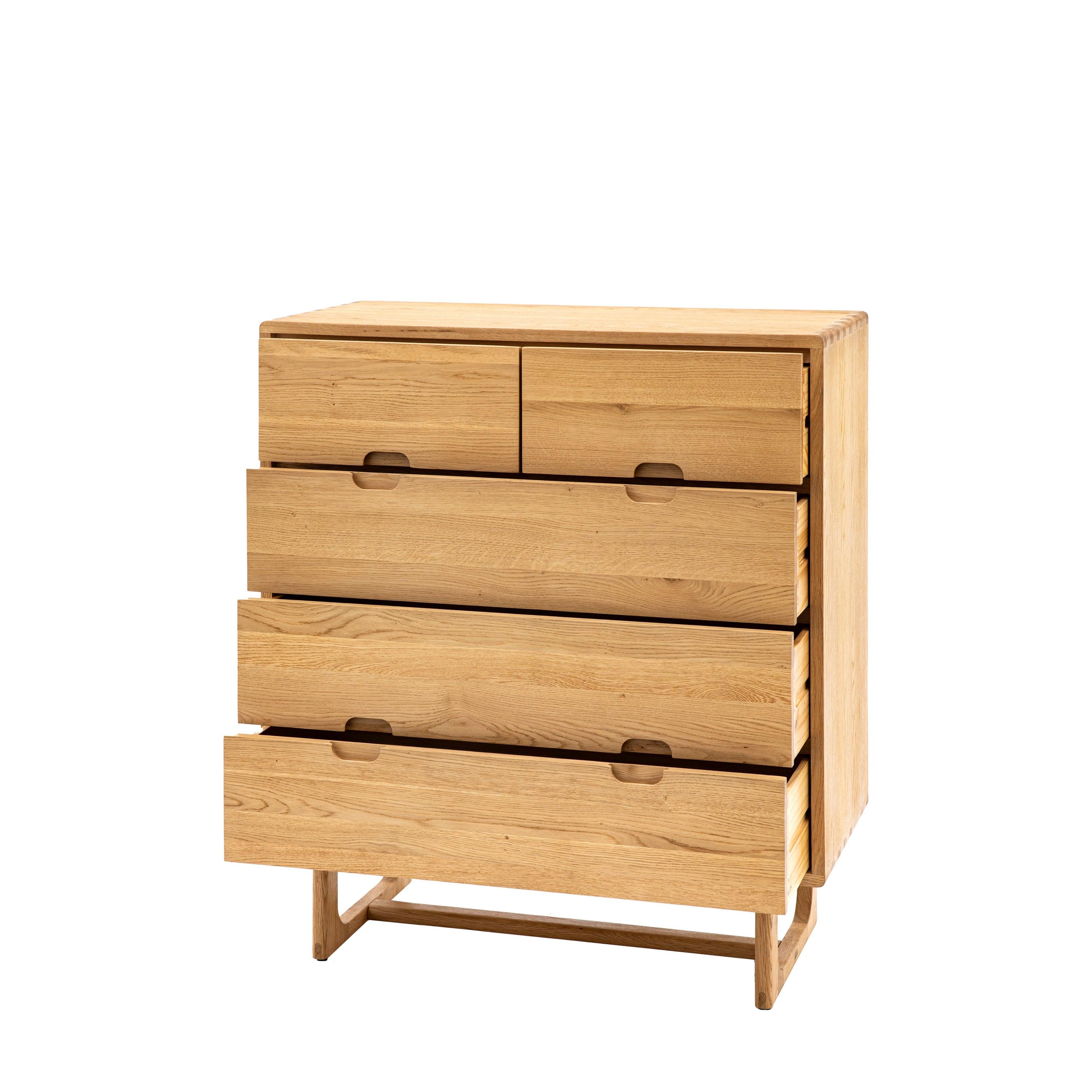 Artisan 5 Drawer Chest Natural Oak Wood - Maison Rêves UK