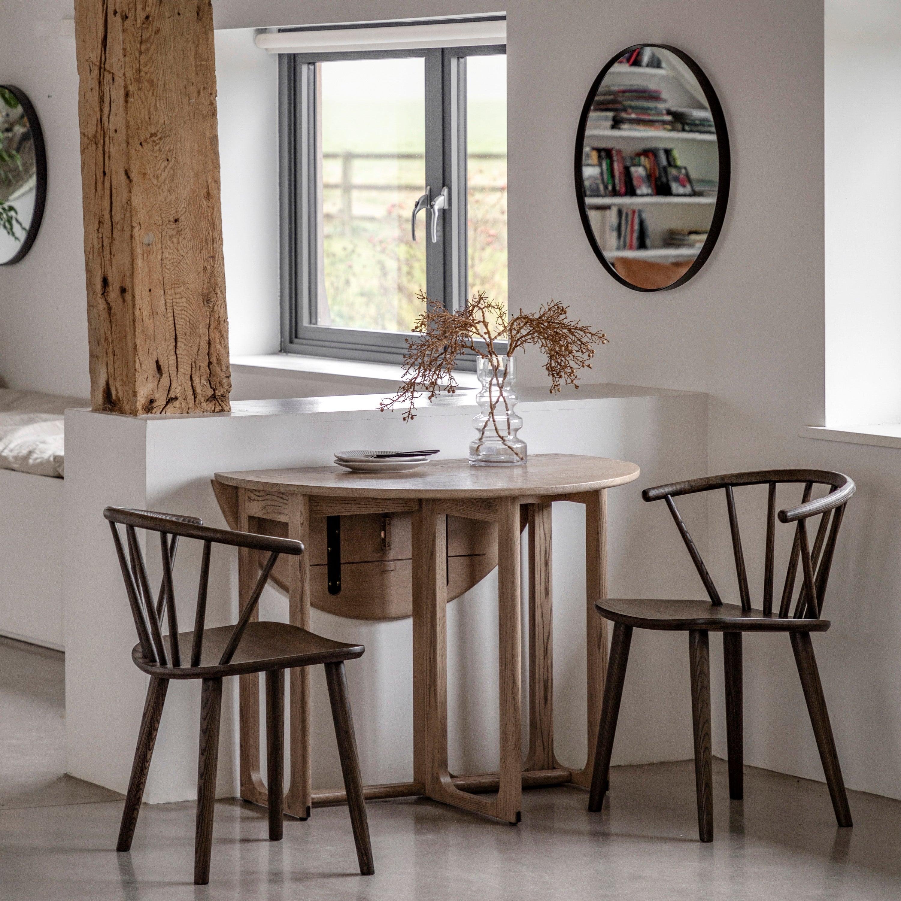 Artisan Folding Dining Table Smoked Oak Wood - Maison Rêves UK