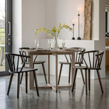 Artisan Round Dining Table Smoked Oak Wood - Maison Rêves UK
