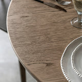 Artisan Round Dining Table Smoked Oak Wood - Maison Rêves UK