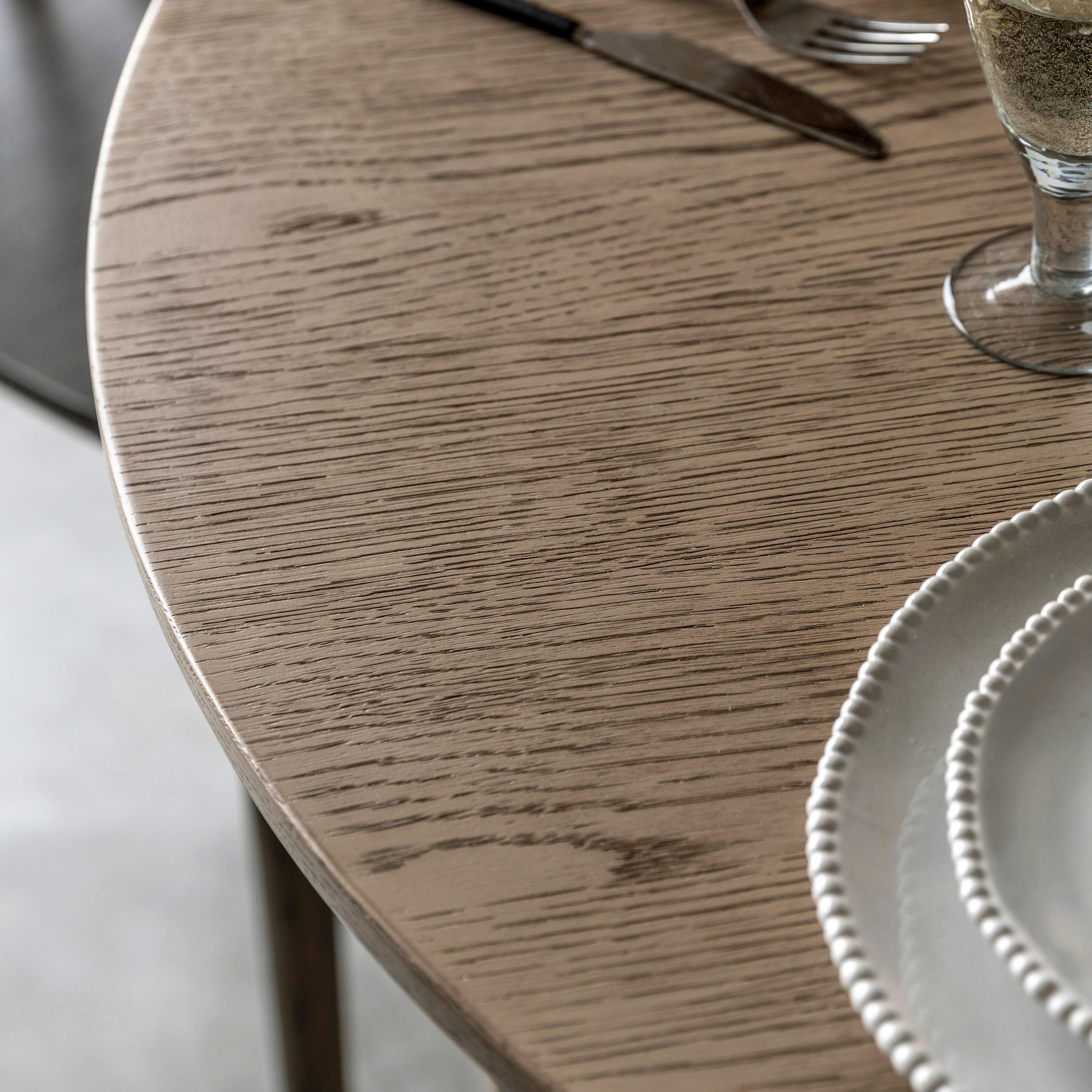 Artisan Round Dining Table Smoked Oak Wood - Maison Rêves UK