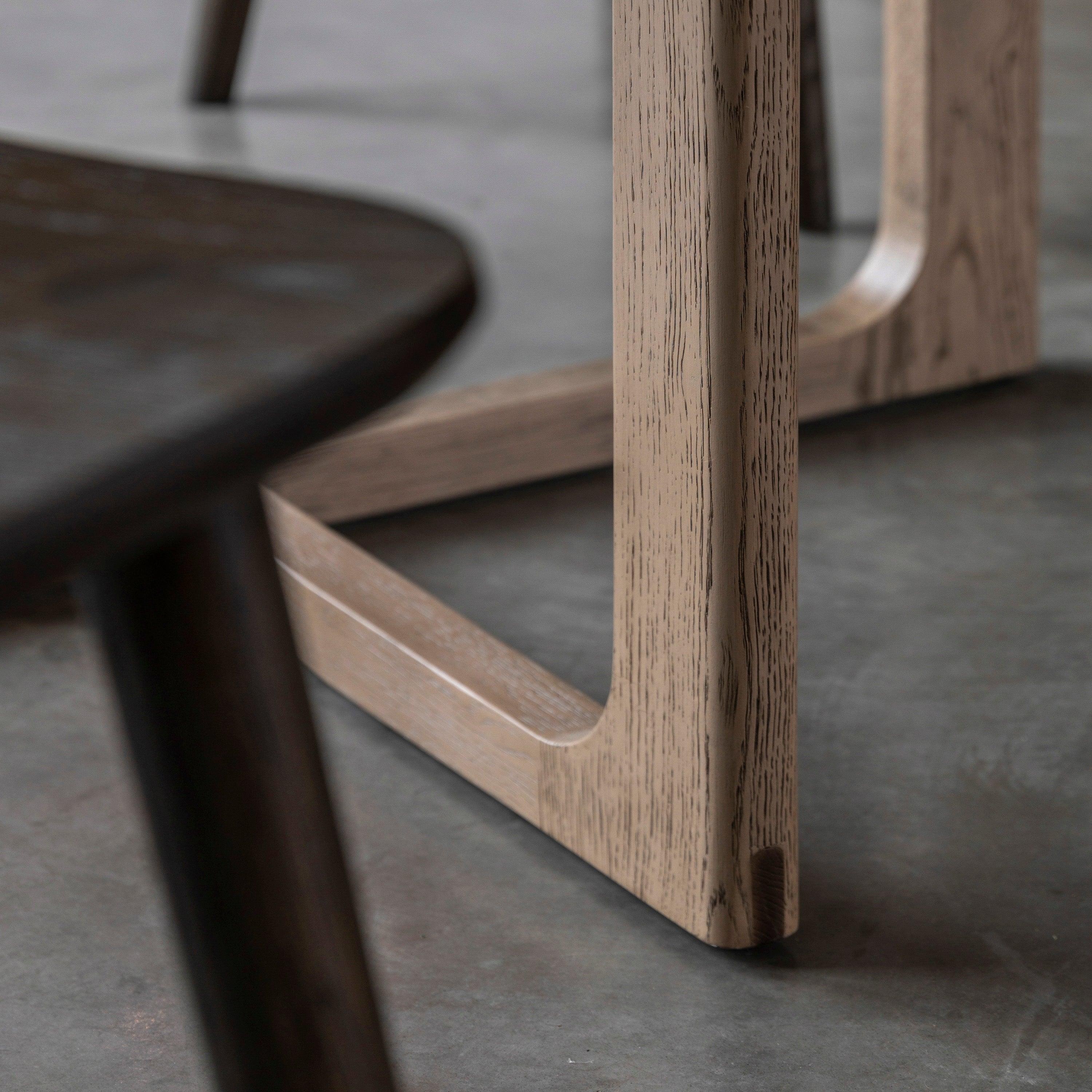 Artisan Round Dining Table Smoked Oak Wood - Maison Rêves UK