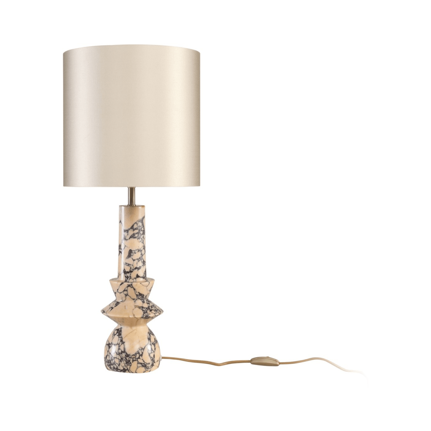 Astro Purple Breccia Marble Table Lamp with Shade - Maison Rêves UK