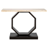 Avalon Bronze Console Table with Travertine Top by Richmond Interiors - Maison Rêves UK