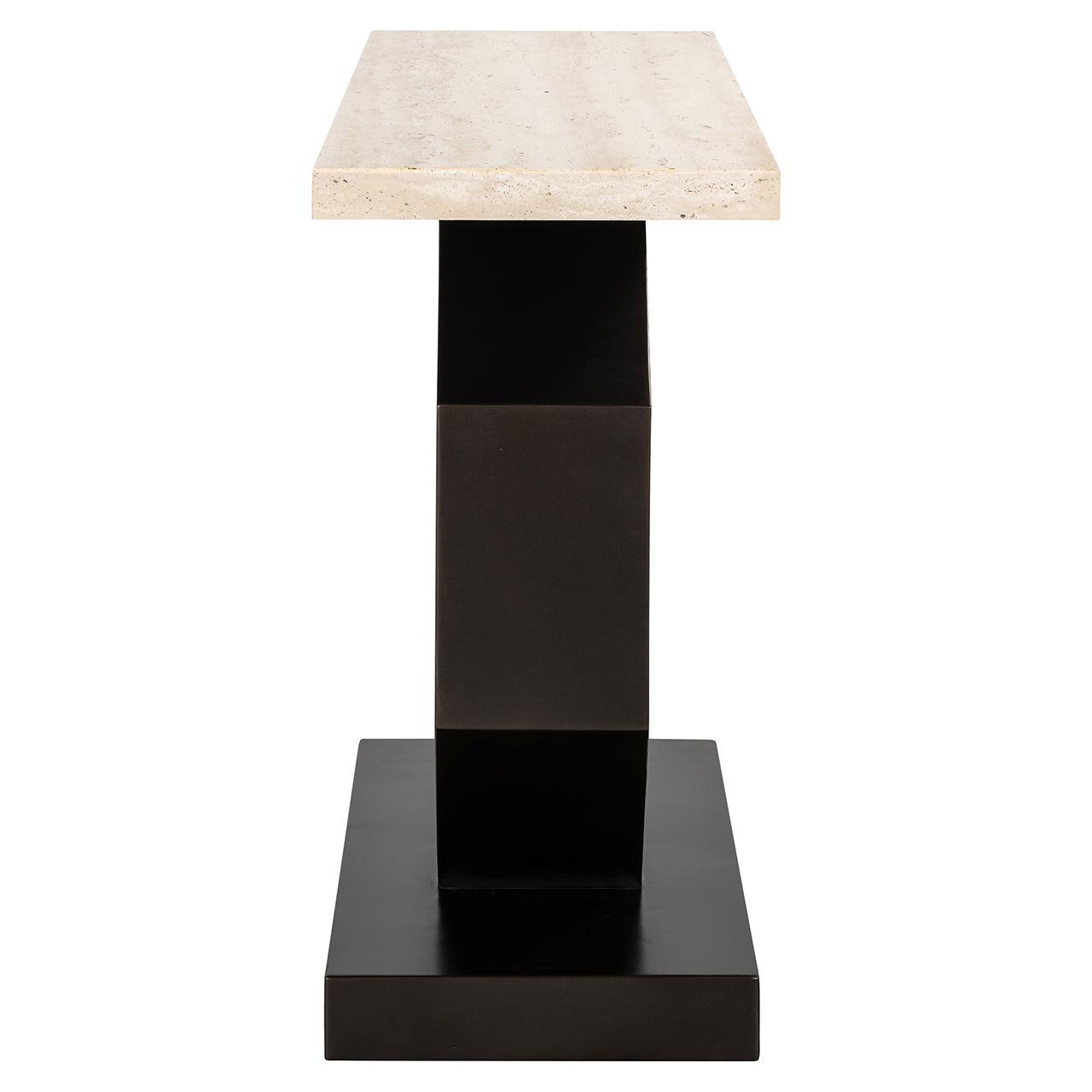 Avalon Bronze Console Table with Travertine Top by Richmond Interiors - Maison Rêves UK