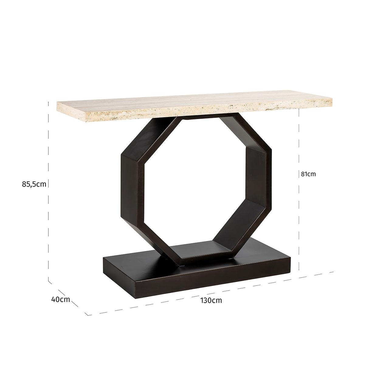Avalon Bronze Console Table with Travertine Top by Richmond Interiors - Maison Rêves UK