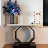 Avalon Bronze Console Table with Travertine Top by Richmond Interiors - Maison Rêves UK