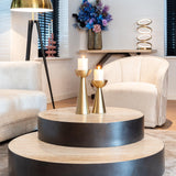 Avalon Bronze Console Table with Travertine Top by Richmond Interiors - Maison Rêves UK