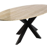 Avalon Oval Dining Table with Travertine Top & Bronze Base by Richmond Interiors - Maison Rêves UK