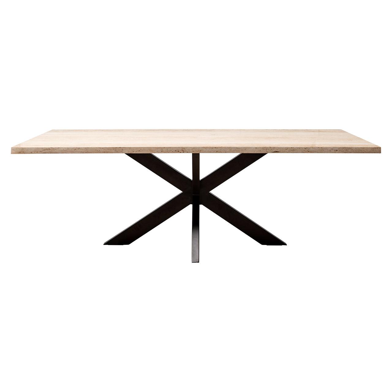 Avalon Rectangular Dining Table with Travertine Top & Bronze Base by Richmond Interiors - Maison Rêves UK