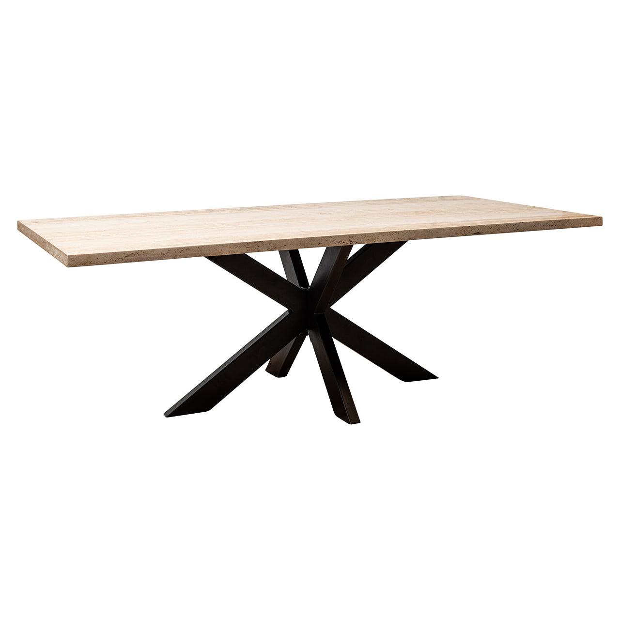 Avalon Rectangular Dining Table with Travertine Top & Bronze Base by Richmond Interiors - Maison Rêves UK