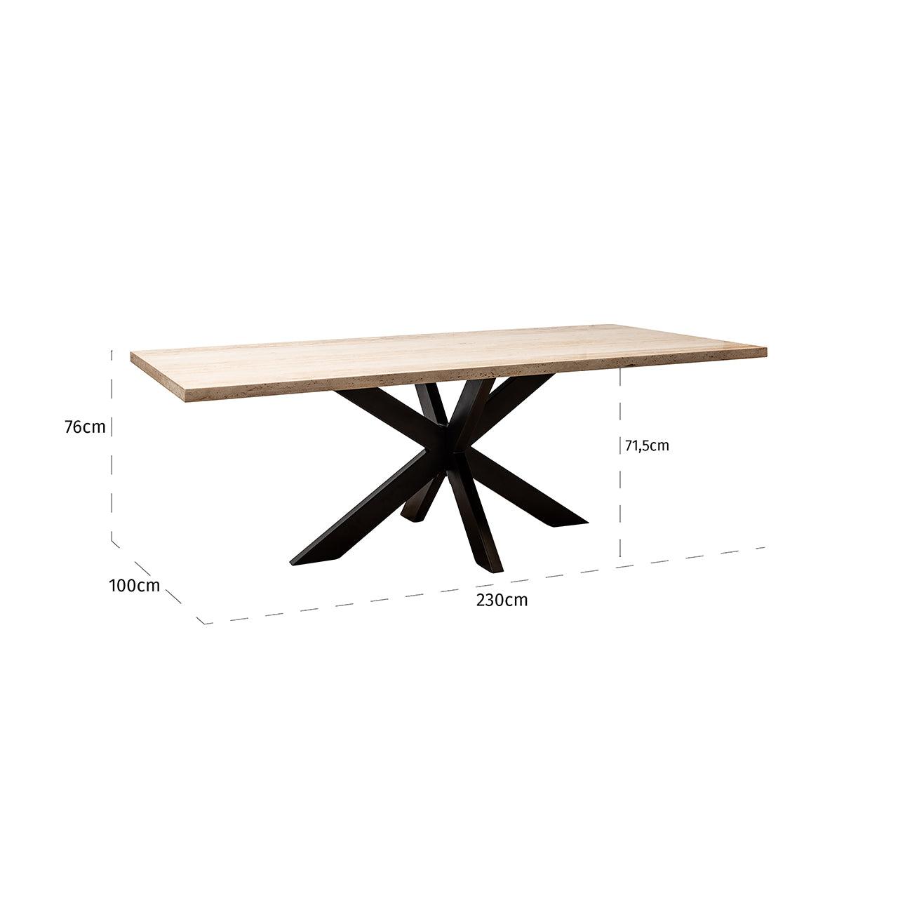 Avalon Rectangular Dining Table with Travertine Top & Bronze Base by Richmond Interiors - Maison Rêves UK
