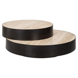 Avalon Round Layered Coffee Table with Travertine Top by Richmond Interiors - Maison Rêves UK