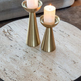 Avalon Round Layered Coffee Table with Travertine Top by Richmond Interiors - Maison Rêves UK