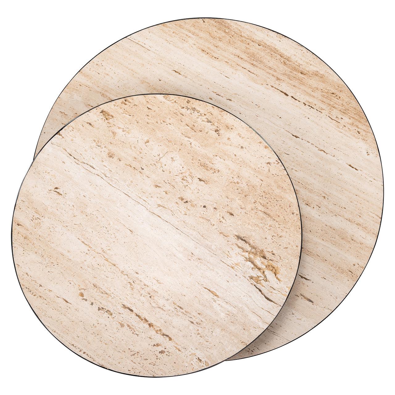 Avalon Round Layered Coffee Table with Travertine Top by Richmond Interiors - Maison Rêves UK