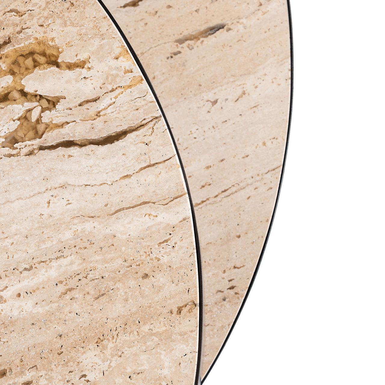 Avalon Round Layered Coffee Table with Travertine Top by Richmond Interiors - Maison Rêves UK