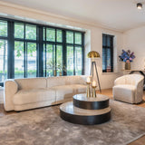 Avalon Round Layered Coffee Table with Travertine Top by Richmond Interiors - Maison Rêves UK