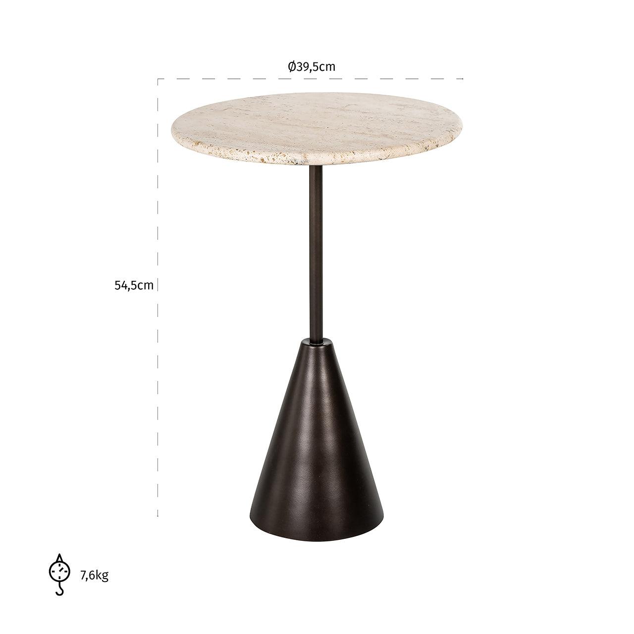 Avalon Round Side Table with Travertine Top & Bronze Base by Richmond Interiors - Maison Rêves UK