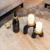 Avalon Set of 2 Coffee Tables with Travertine Top & Bronze Base by Richmond Interiors - Maison Rêves UK