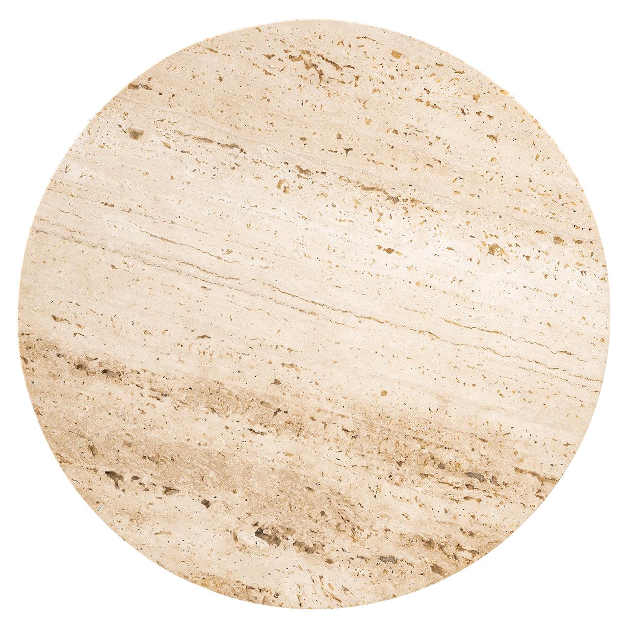 Avalon Set of 2 Side Tables with Travertine Top & Bronze Base by Richmond Interiors - Maison Rêves UK