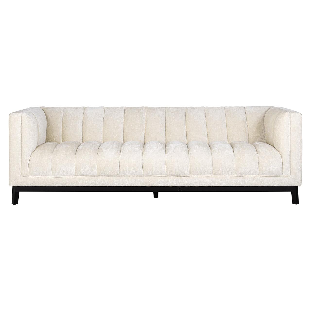 Beaudy White Chenille Sofa with Wooden Base by Richmond Interiors - Maison Rêves UK