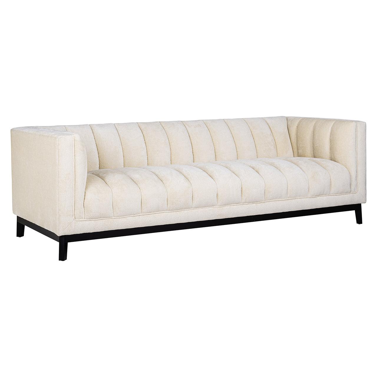 Beaudy White Chenille Sofa with Wooden Base by Richmond Interiors - Maison Rêves UK